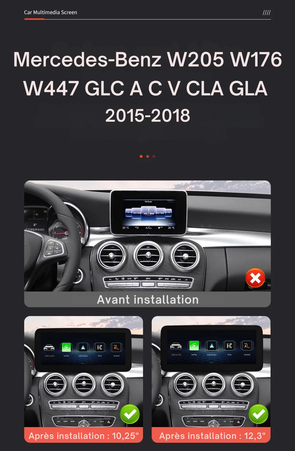 Mercedes-Benz W205 W176 W447 GLC A C V CLA GLA 2015-2018
