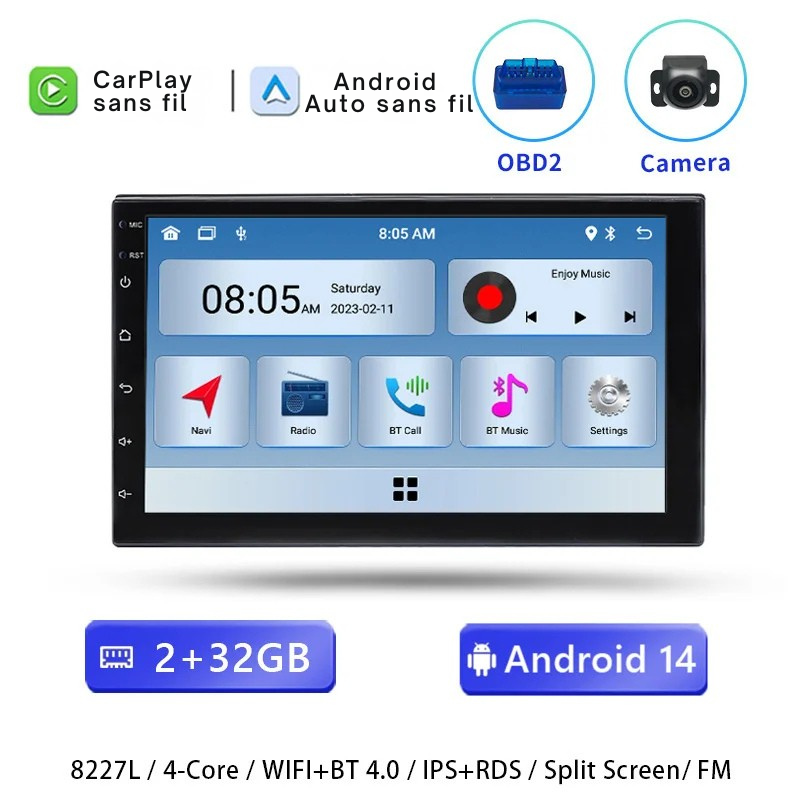 Universal Multimedia Player 7 '' 2 Din Android 14
